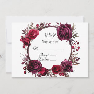 Bourgondië en Red Rose Wreath RSVP-kaarten Kaart