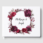 Bourgondië en Rode Rozen Branch krans bruiloft Gastenboek (Voorkant)