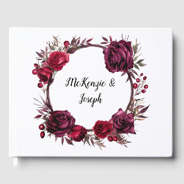 Bourgondië en Rode Rozen Branch krans bruiloft Gastenboek