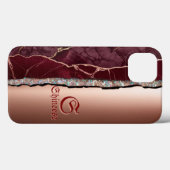 Bourgondië en roos Gold gepersonaliseerde eleganti Case-Mate iPhone Case (Achterkant (horizontaal))
