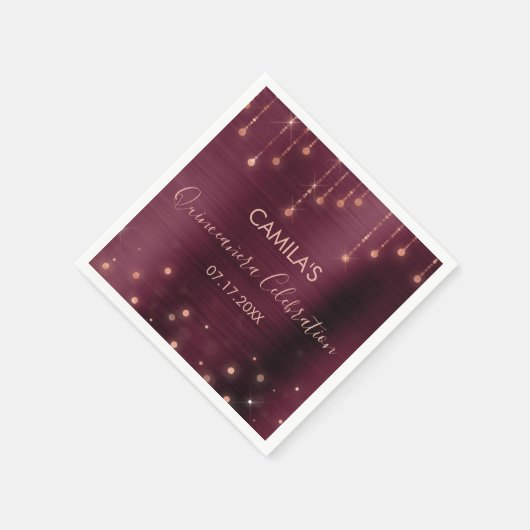 Bourgondië en Roos Gold Quinceanera Party Servet (Hoek)