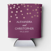 Bourgondië en Roos Goudfolie Confetti Bruiloft Blikjeskoeler (Voorkant)