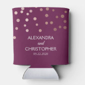 Bourgondië en Roos Goudfolie Confetti Bruiloft Blikjeskoeler (Achterkant)