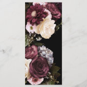 Bourgondië en roze bloemboeket bruiloft Menu (Achterkant)