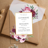Bourgondië en roze elegante bloemenbruiloft acryl uitnodigingen
