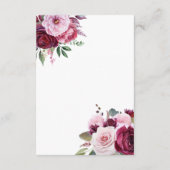 Bourgondië en roze elegante bloemenbruiloft informatiekaartje (Achterkant)