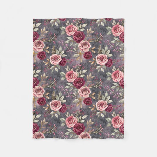 Bourgondië en Roze Herfst Roos Dream Fleece Deken (Voorkant)