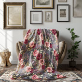 Bourgondië en Roze Herfst Roos Dream Fleece Deken