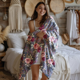 Bourgondië en Roze Herfst Roos Dream Fleece Deken