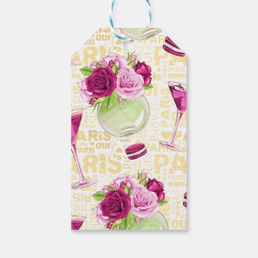 Bourgondië en roze Mode van Parijs Cadeaulabel (Achterkant)