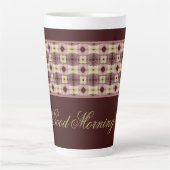 Bourgondië en roze patroon geaccentueerd latte mok (Voorkant)