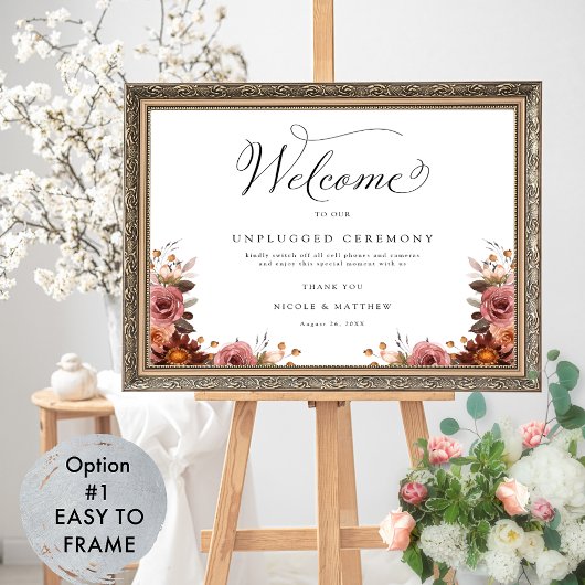 Bourgondië en Roze Unplugged Ceremony Sign Poster