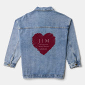 Bourgondië en Wit Formeel Eenvoudig Monogram hart Denim Jacket (Achterkant)