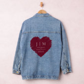 Bourgondië en Wit Formeel Eenvoudig Monogram hart Denim Jacket (Hangar)