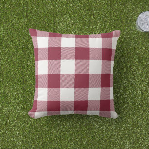 Bourgondië en Wit Gingham Rutten Buffalo Plaid Buitenkussen