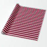 Bourgondië en wit horizontaal gestreept cadeaupapier<br><div class="desc">Bourgogne en wit horizontaal gestreept inpakpapier</div>