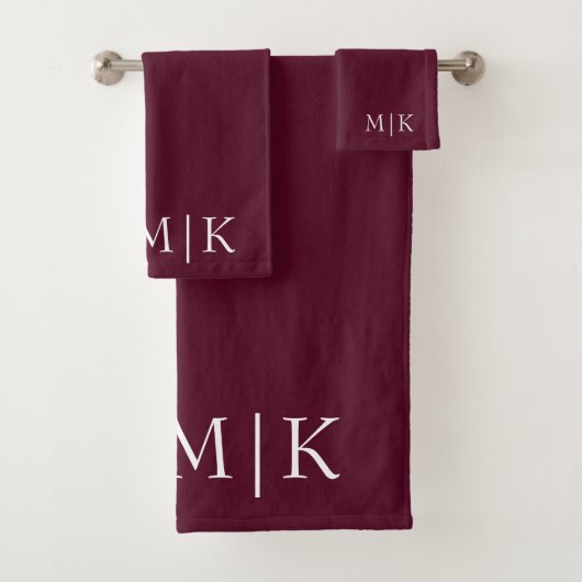 Bourgondië en Wit | Modern monogram Bad Handdoek (Insitu)