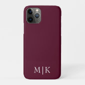 Bourgondië en Wit | Modern monogram Case-Mate iPhone Case (Achterkant)