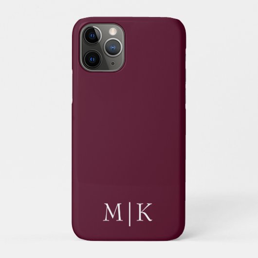 Bourgondië en Wit | Modern monogram Case-Mate iPhone Case (Achterkant)