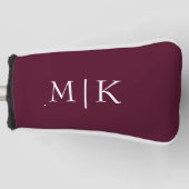 Bourgondië en Wit | Modern monogram Golfheadcover (Voorkant)