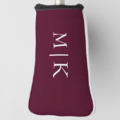 Bourgondië en Wit | Modern monogram Golfheadcover (Draai 90)