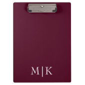 Bourgondië en Wit | Modern monogram Klembord (Voorkant)