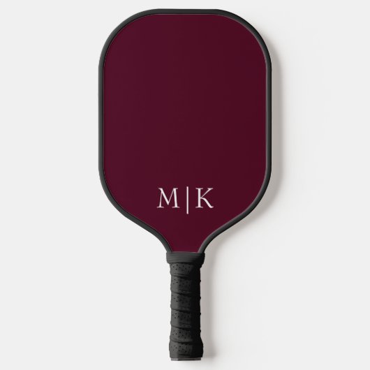 Bourgondië en Wit | Modern monogram Pickleball Paddle (Voorkant)