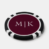 Bourgondië en Wit | Modern monogram Poker Chips (Enkel)