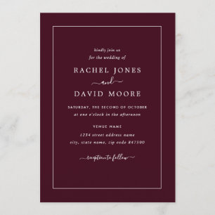 Bourgondië en Wit Moderne huwelijksuitnodiging Kaart