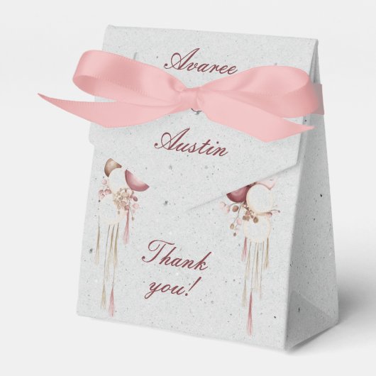 Bourgondië en witte ballonnen en lantaarns op grij bedankdoosjes (Voorkant Zijde)