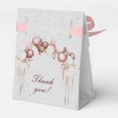 Bourgondië en witte ballonnen en lantaarns op grij bedankdoosjes (Achterkant)