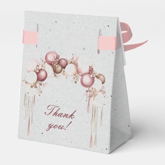 Bourgondië en witte ballonnen en lantaarns op grij bedankdoosjes (Achterkant)