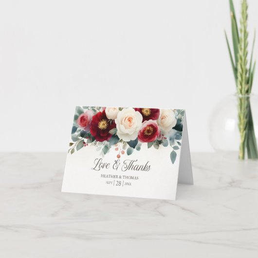 Bourgondië en witte bloemen liefde en Bedankt brui (Voorkant)