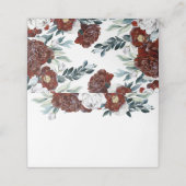 Bourgondië en witte bloemen Vintage bruiloft Plaatskaartje (Buitenkant ongevouwen)