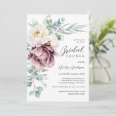 Bourgondië en Witte pioenen Floral Vrijgezellenfee Kaart (Staand voorkant)