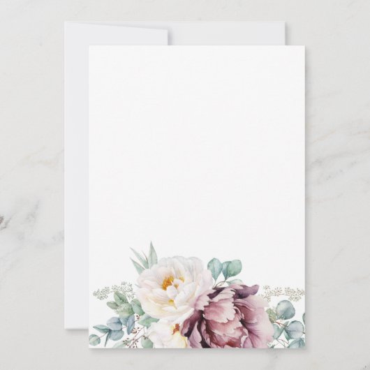 Bourgondië en Witte pioenen Floral Vrijgezellenfee Kaart (Achterkant)