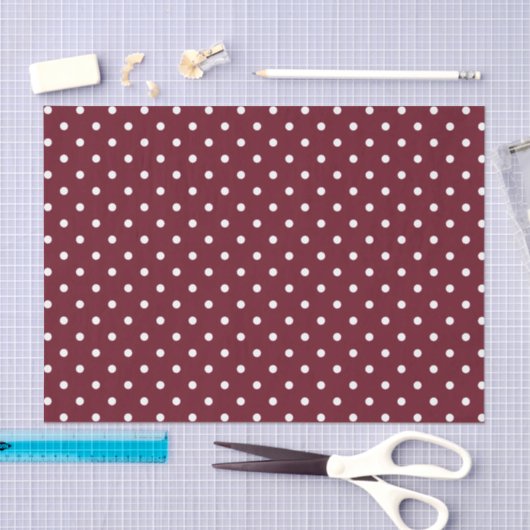Bourgondië en witte Polka Dot Pattern Tissuepapier (Craft)