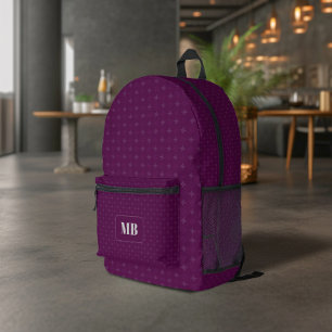 Bourgondië en witte ster patroon monogram bedrukte rugzak