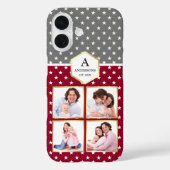 Bourgondië en witte sterren patroon foto collage Case-Mate iPhone case (Achterkant)