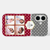Bourgondië en witte sterren patroon foto collage Case-Mate iPhone case (Achterkant (horizontaal))
