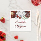 Bourgondië en Witte Waterverf Bloemen Huwelijk Servetten (Insitu)