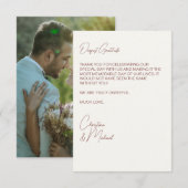 Bourgondië en zacht wit bruiloft foto bedankkaart (Voorkant / Achterkant)