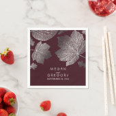 Bourgondië en zilveren bladeren herfst bruiloft servet (Insitu)