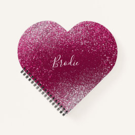 Bourgondië en Zilveren Glitter Hart Notitieboek