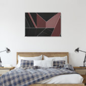 Bourgondië en Zwarte Abstracte Geometrie Canvas Afdruk (Insitu (Slaapkamer))