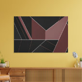 Bourgondië en Zwarte Abstracte Geometrie Canvas Afdruk (Insitu (Woonkamer))