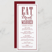 Bourgondië Eten, Drinken en trouwen Bruiloft Menu (Voorkant / Achterkant)