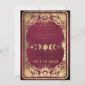 Bourgondië & Faux Gold Tarot Celestial Save The Date (Voorkant)