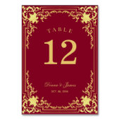 Bourgondië Faux Goud Elegant Script Vintage bruilo Kaart (Voorkant)