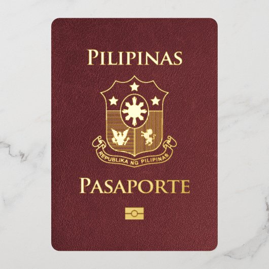 Bourgondië Filipijnen Paspoort Bewaar de datum Folie Uitnodiging (Voorkant)